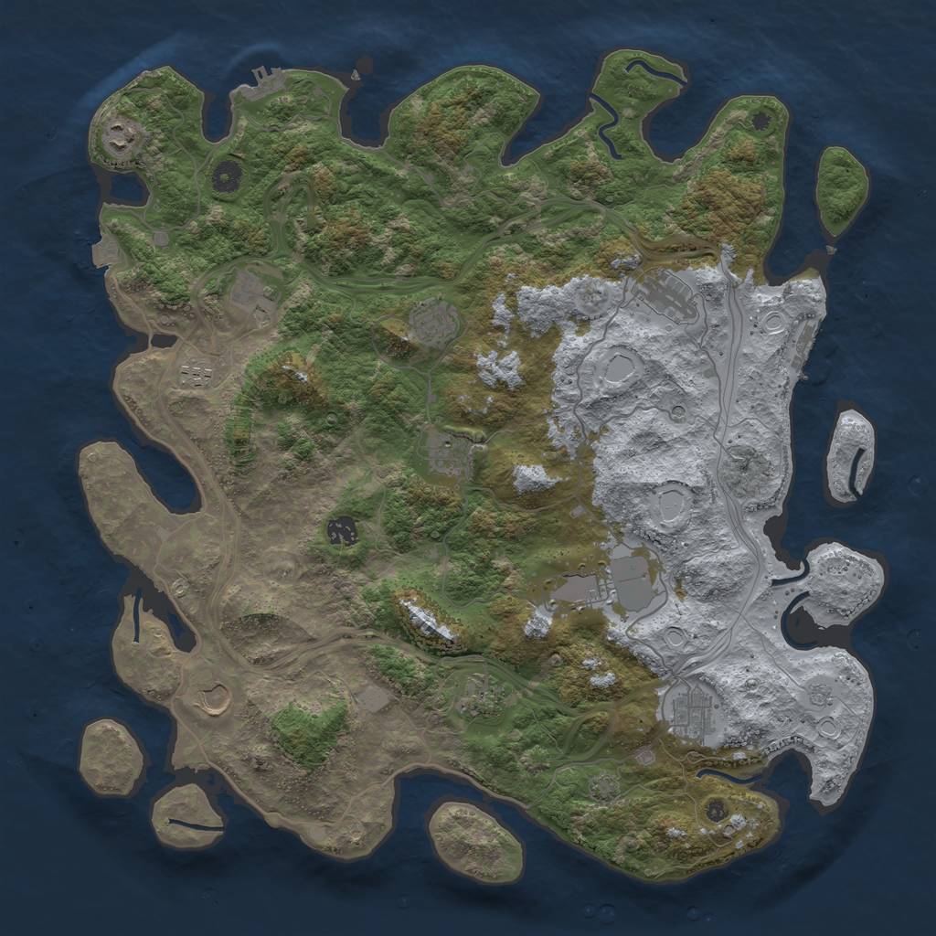 Rust Map: Procedural Map, Size: 4500, Seed: 3257, 19 Monuments