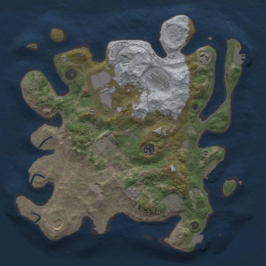 Rust Map: Procedural Map, Size: 3500, Seed: 1123623661, 16 Monuments