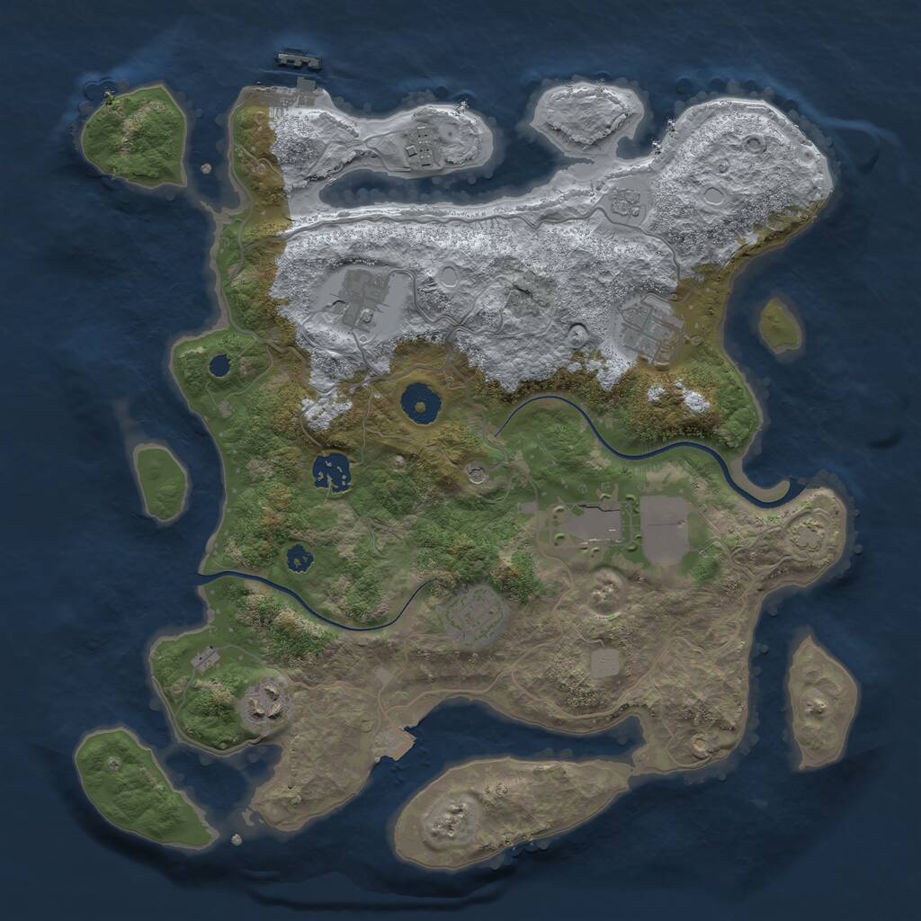 Rust Map: Procedural Map, Size: 3500, Seed: 85366120, 12 Monuments
