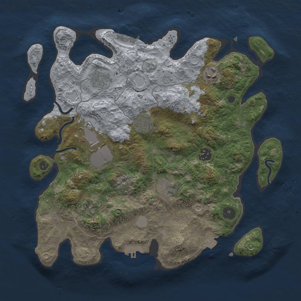 Rust Map: Procedural Map, Size: 3500, Seed: 998084, 15 Monuments