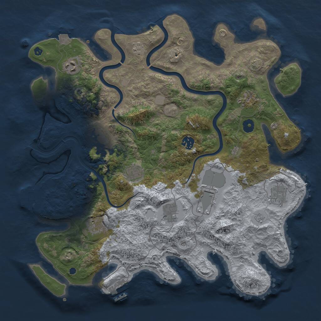 Rust Map: Procedural Map, Size: 3841, Seed: 1793652865, 16 Monuments