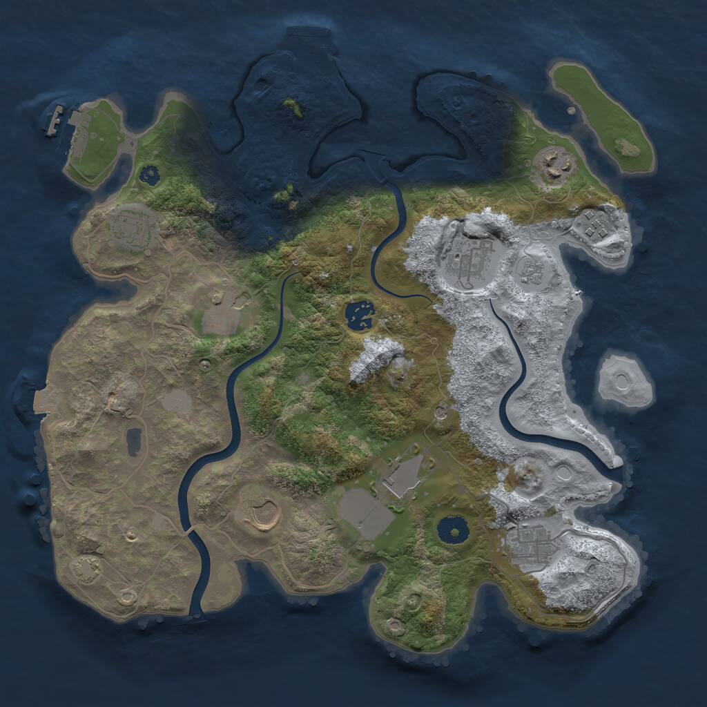 Rust Map: Procedural Map, Size: 3500, Seed: 9230, 15 Monuments