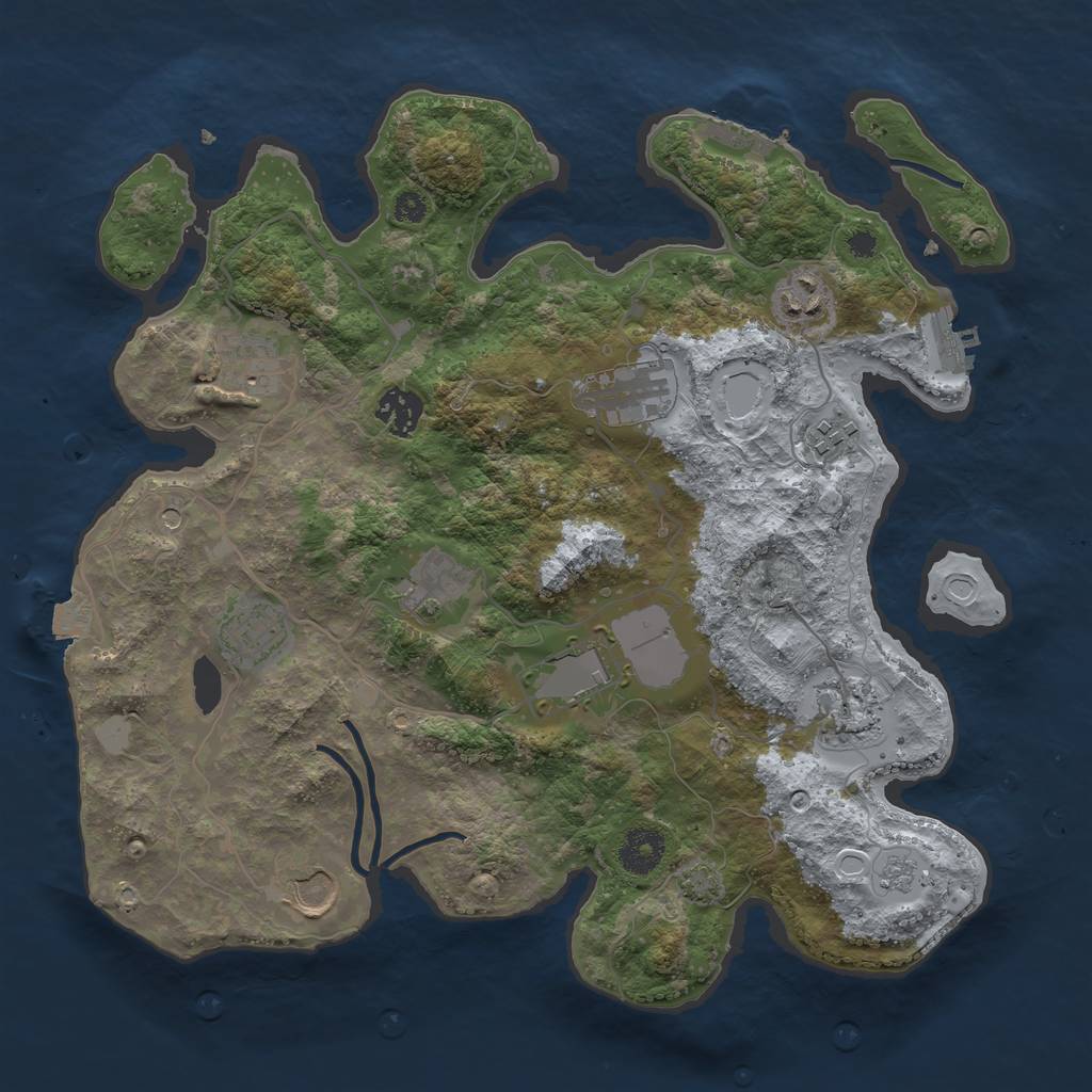 Rust Map: Procedural Map, Size: 3500, Seed: 9230, 18 Monuments