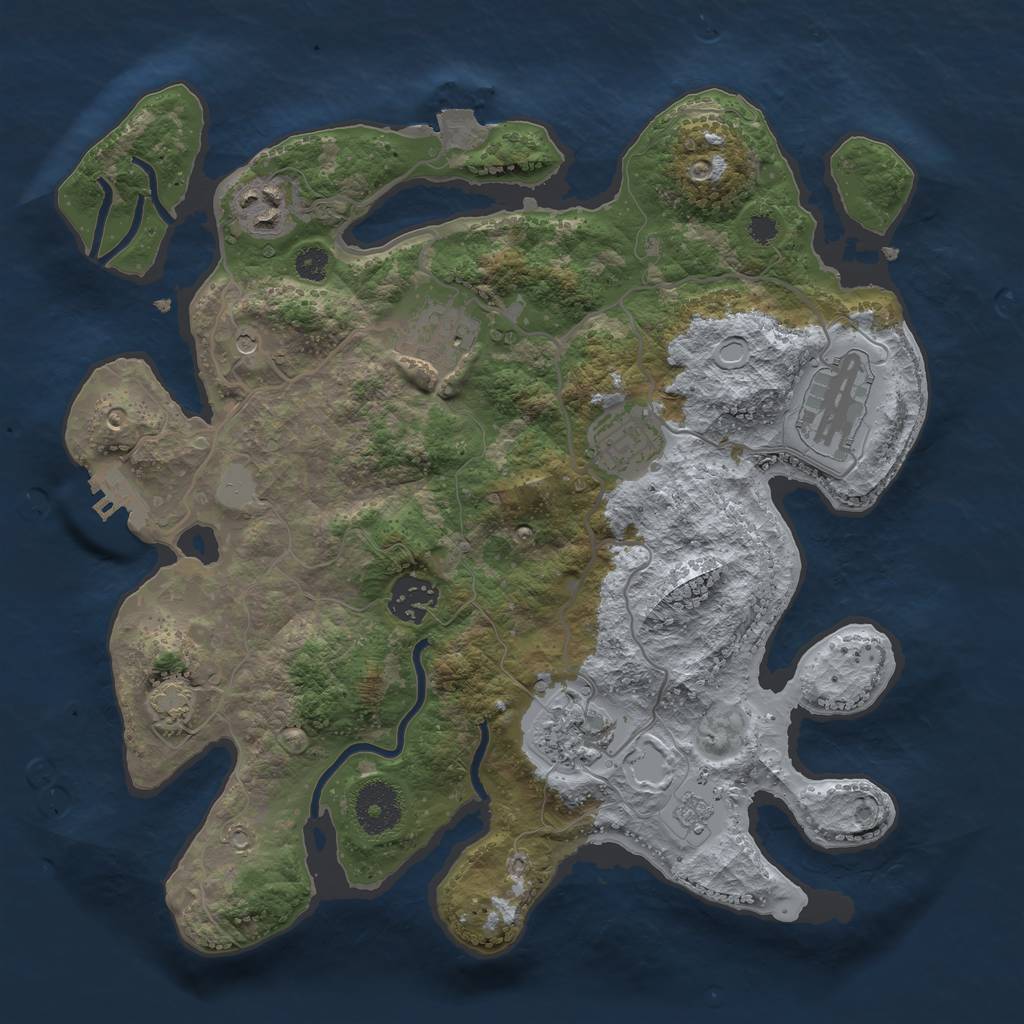 Rust Map: Procedural Map, Size: 3200, Seed: 1265809938, 13 Monuments