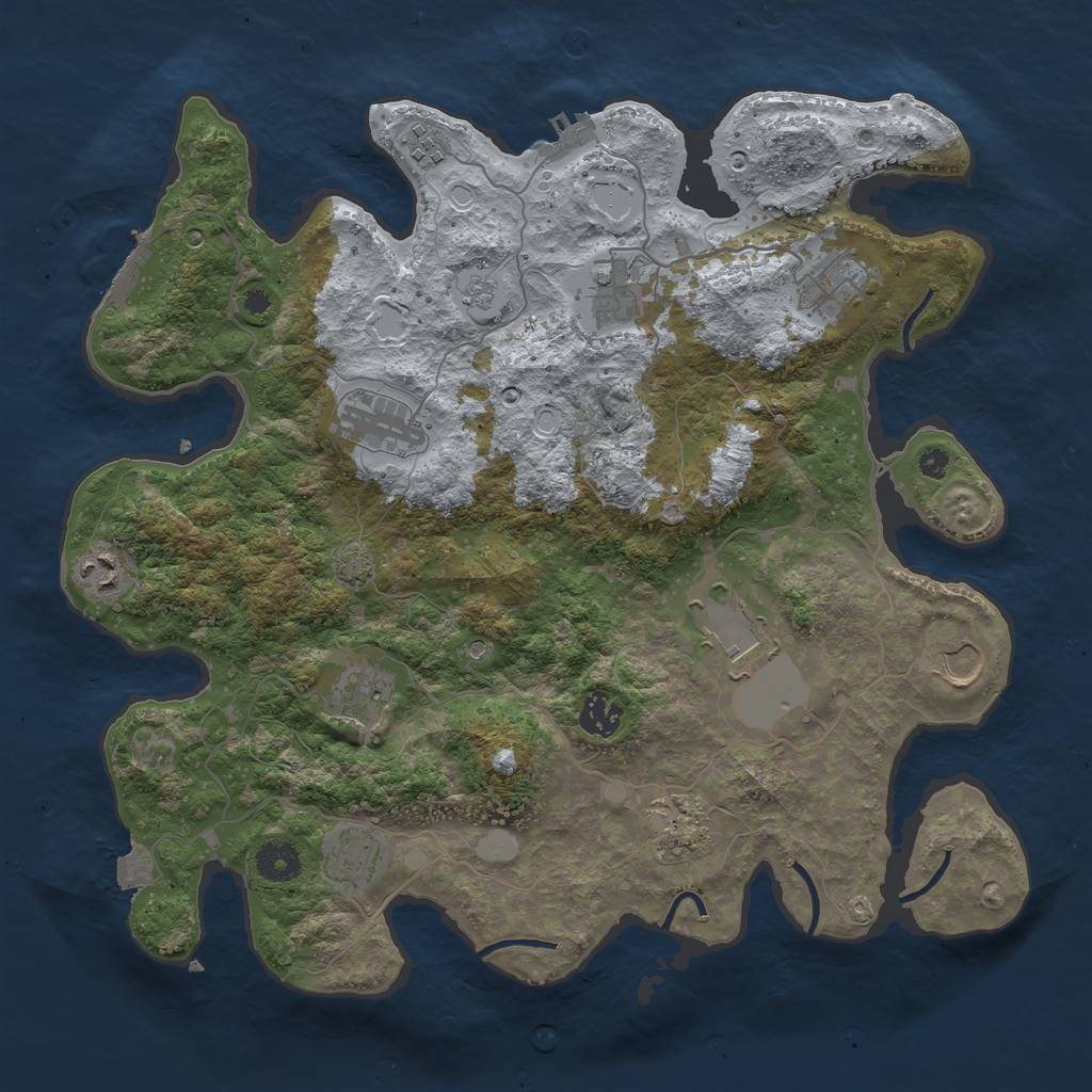 Rust Map: Procedural Map, Size: 3800, Seed: 51816317, 19 Monuments