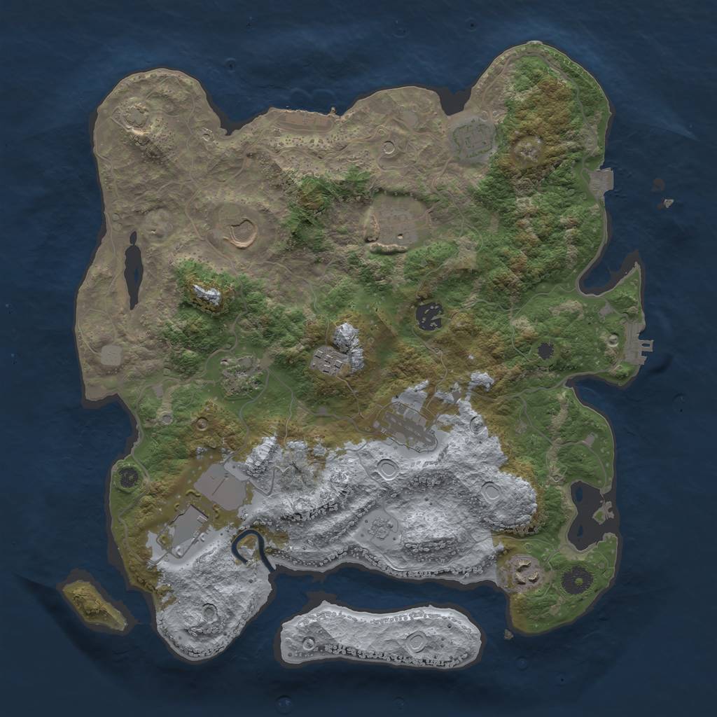 Rust Map: Procedural Map, Size: 3750, Seed: 10224, 17 Monuments