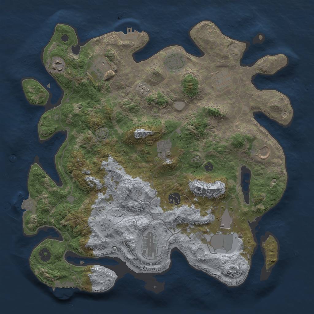 Rust Map: Procedural Map, Size: 3750, Seed: 1267180657, 18 Monuments