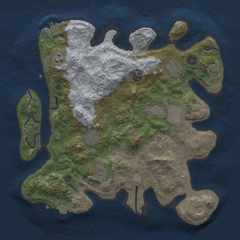 Rust Map: Procedural Map, Size: 3500, Seed: 1297615305, 16 Monuments