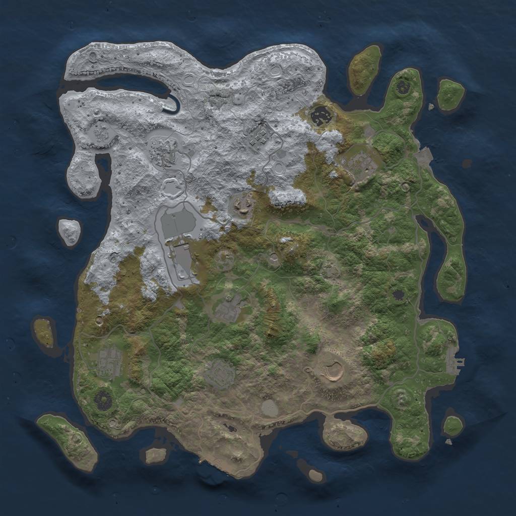 Rust Map: Procedural Map, Size: 4000, Seed: 500845322, 18 Monuments