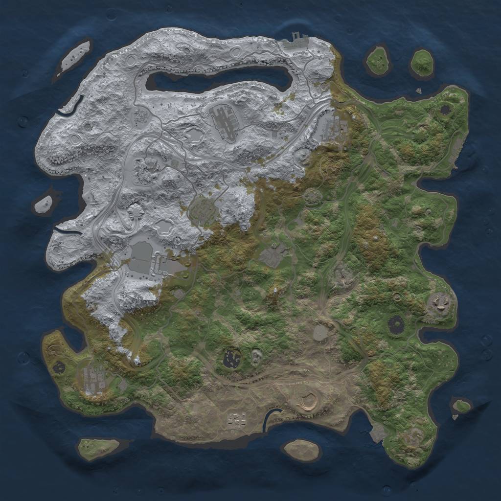 Rust Map: Procedural Map, Size: 4250, Seed: 464998489, 19 Monuments