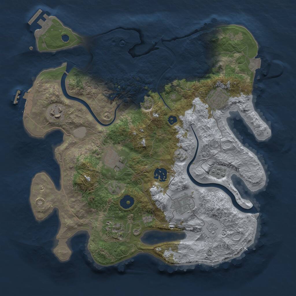 Rust Map: Procedural Map, Size: 3250, Seed: 23881574, 13 Monuments