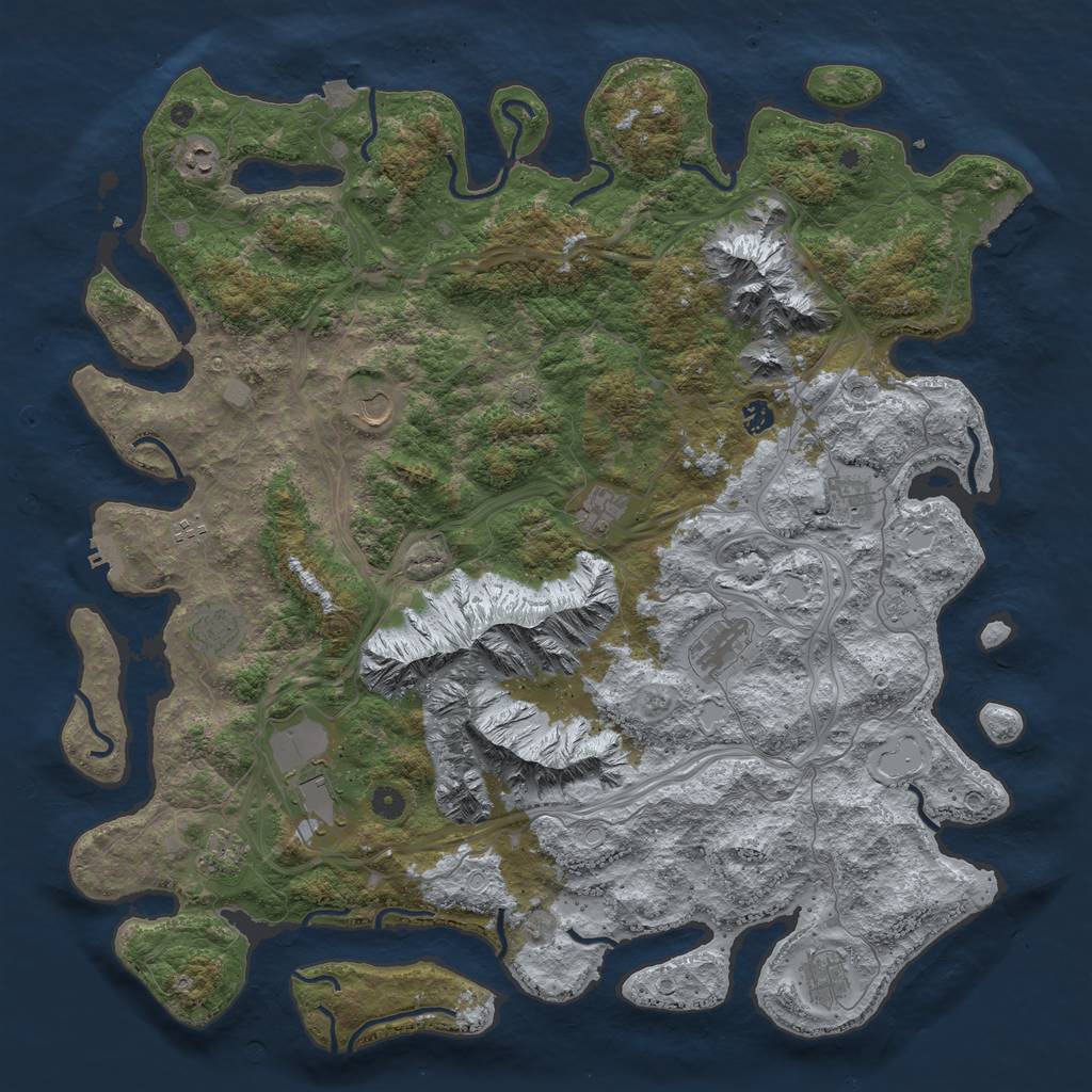 Rust Map: Procedural Map, Size: 5000, Seed: 2108768910, 19 Monuments