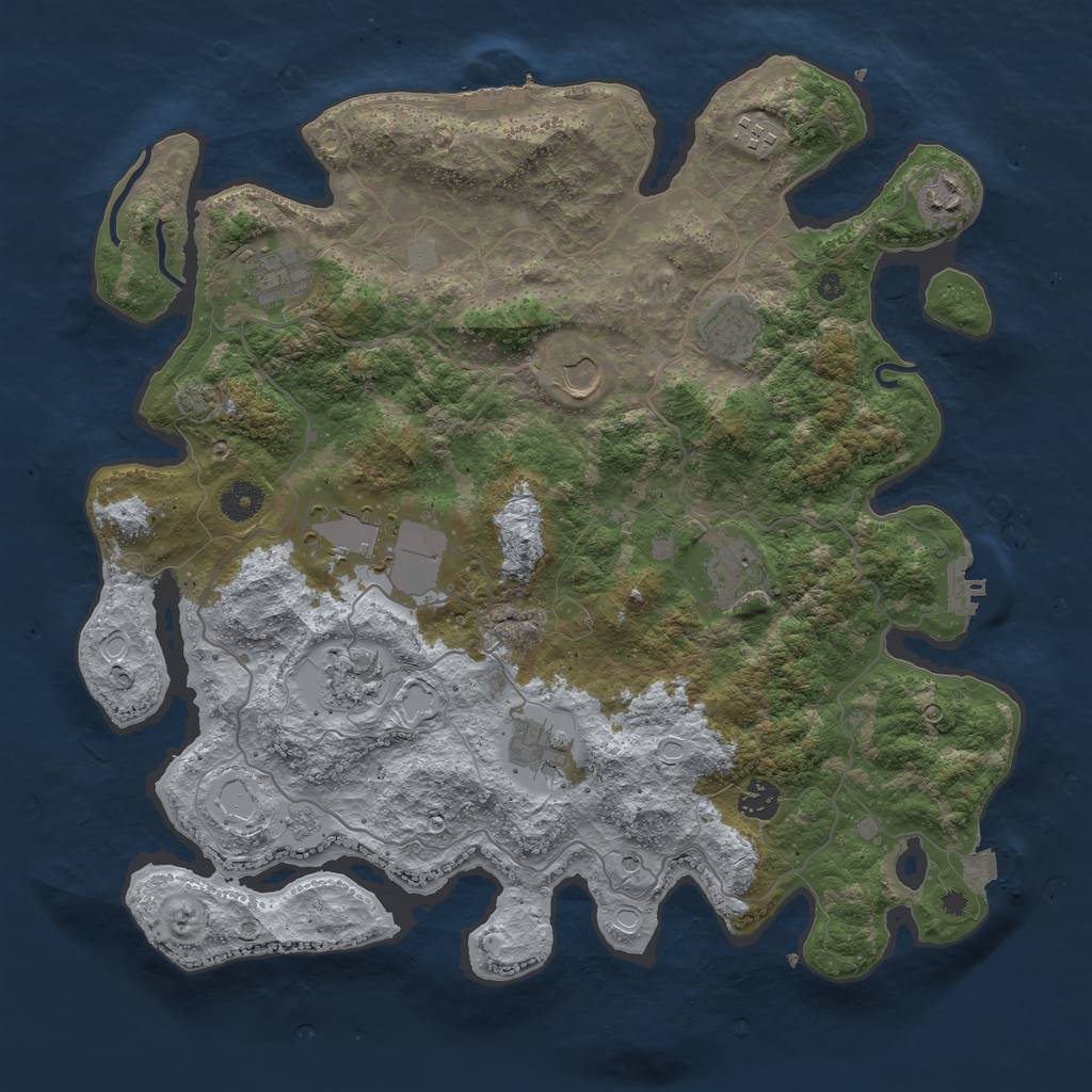 Rust Map: Procedural Map, Size: 4000, Seed: 1702459663, 18 Monuments