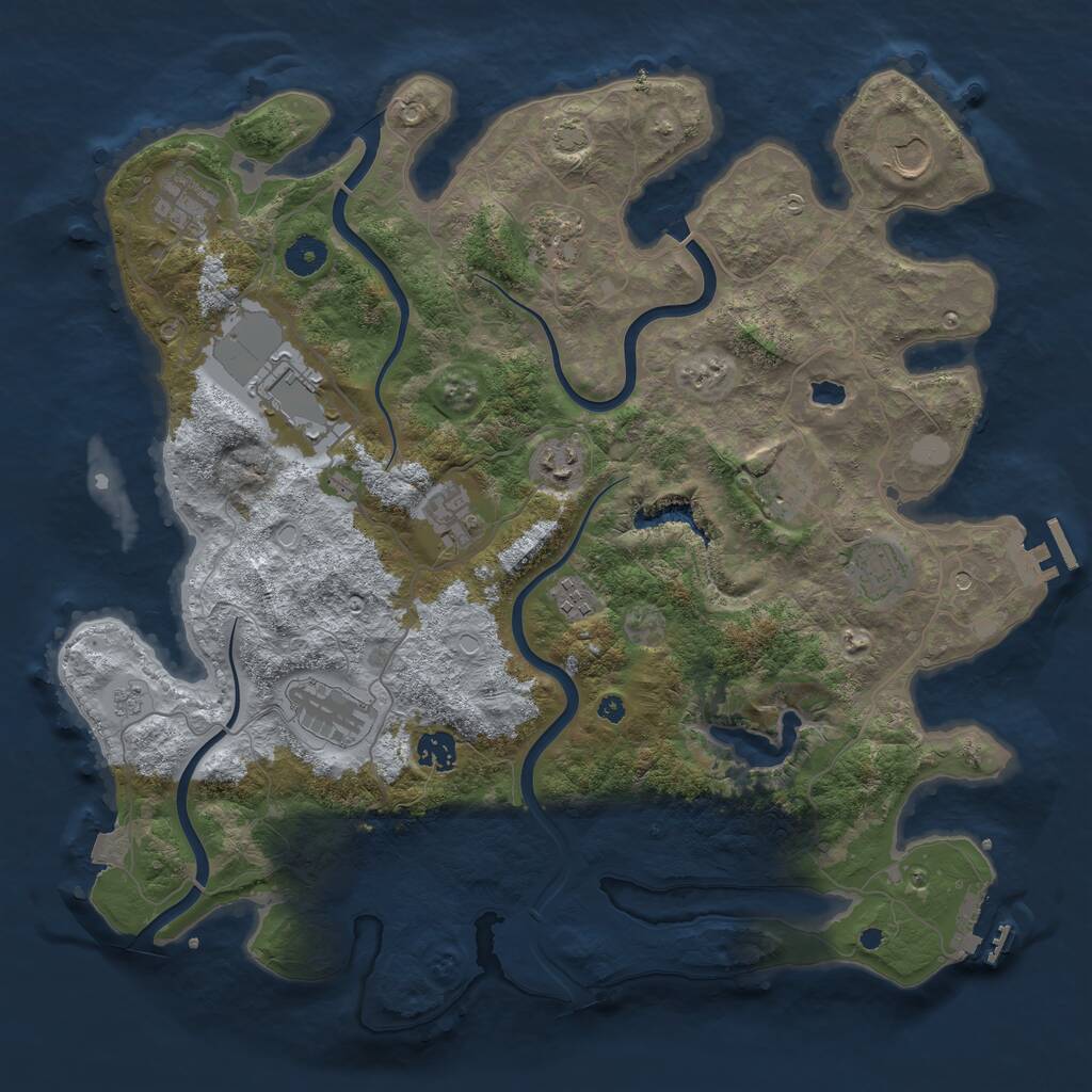 Rust Map: Procedural Map, Size: 4050, Seed: 1406037997, 17 Monuments