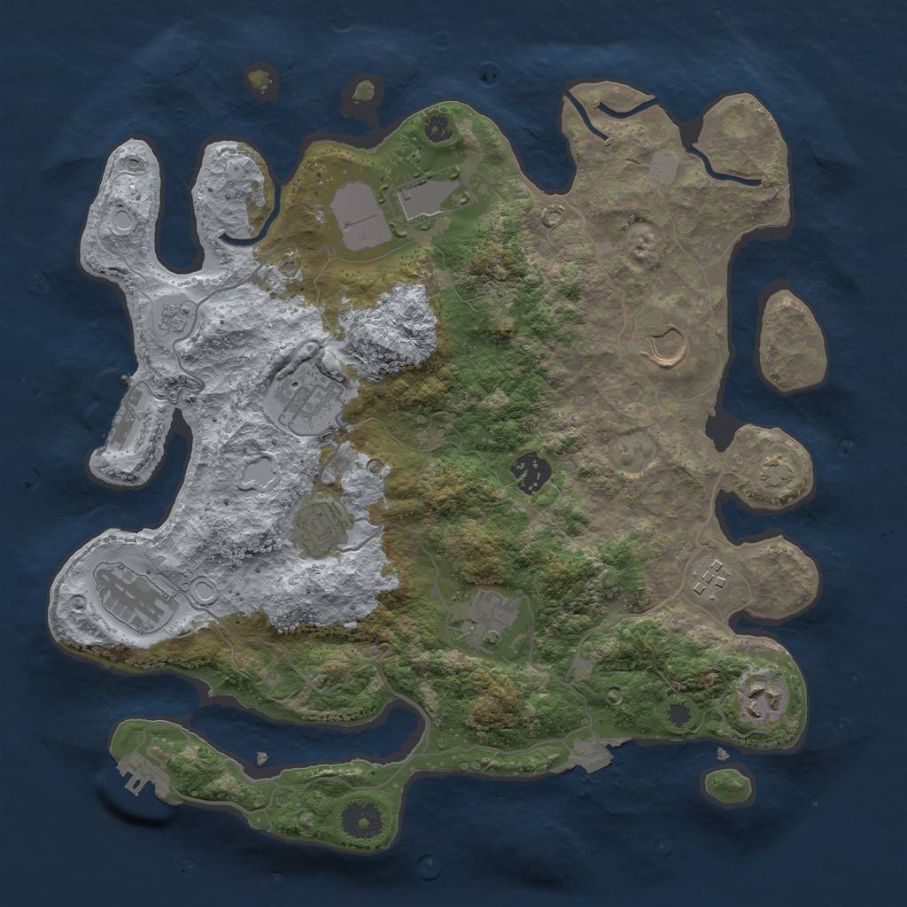 Rust Map: Procedural Map, Size: 3500, Seed: 378501936, 16 Monuments