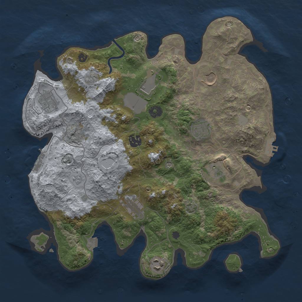 Rust Map: Procedural Map, Size: 3500, Seed: 643309043, 16 Monuments
