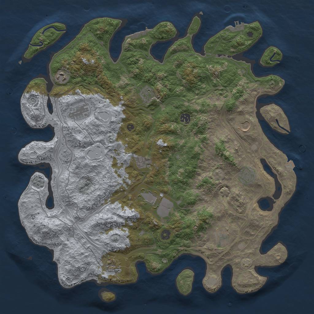 Rust Map: Procedural Map, Size: 4500, Seed: 1543150637, 19 Monuments