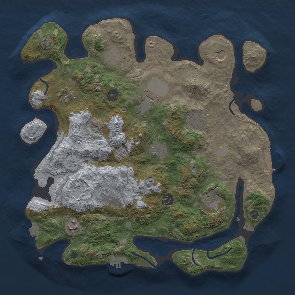 Rust Map: Procedural Map, Size: 3700, Seed: 1894343871, 19 Monuments