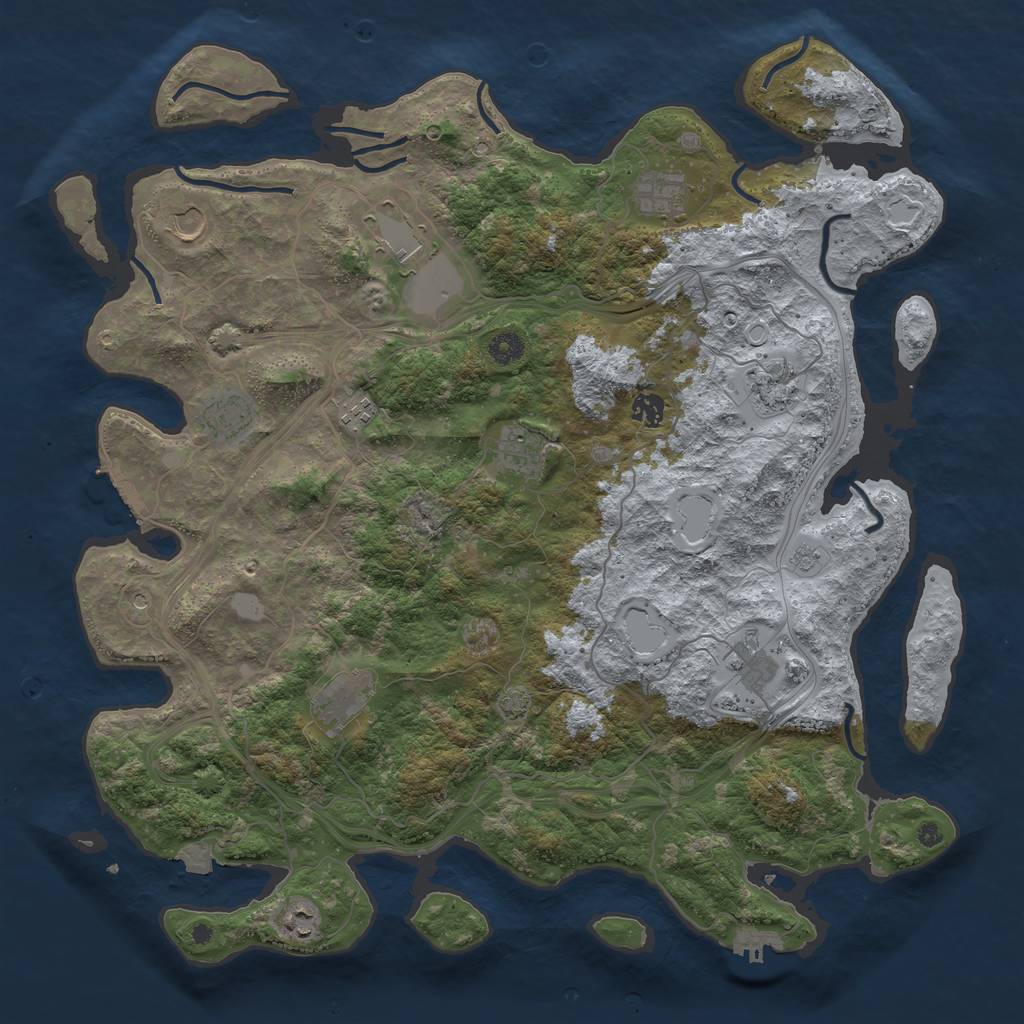 Rust Map: Procedural Map, Size: 4500, Seed: 2005658377, 19 Monuments