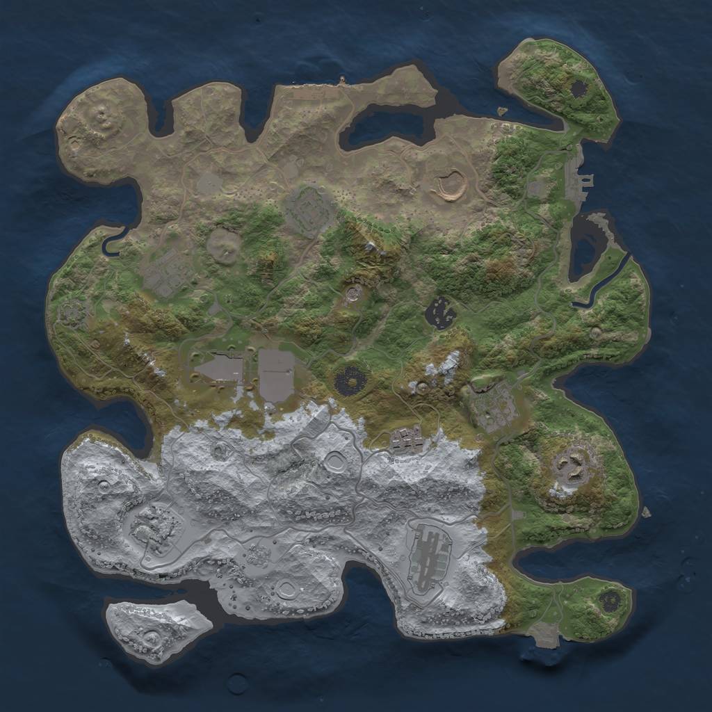 Rust Map: Procedural Map, Size: 3500, Seed: 354863223, 18 Monuments