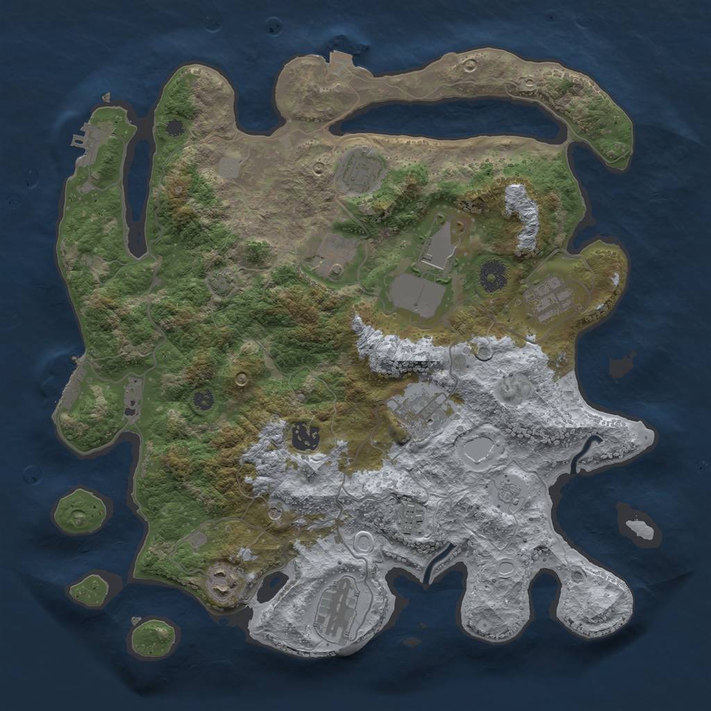 Rust Map: Procedural Map, Size: 3600, Seed: 40918292, 17 Monuments