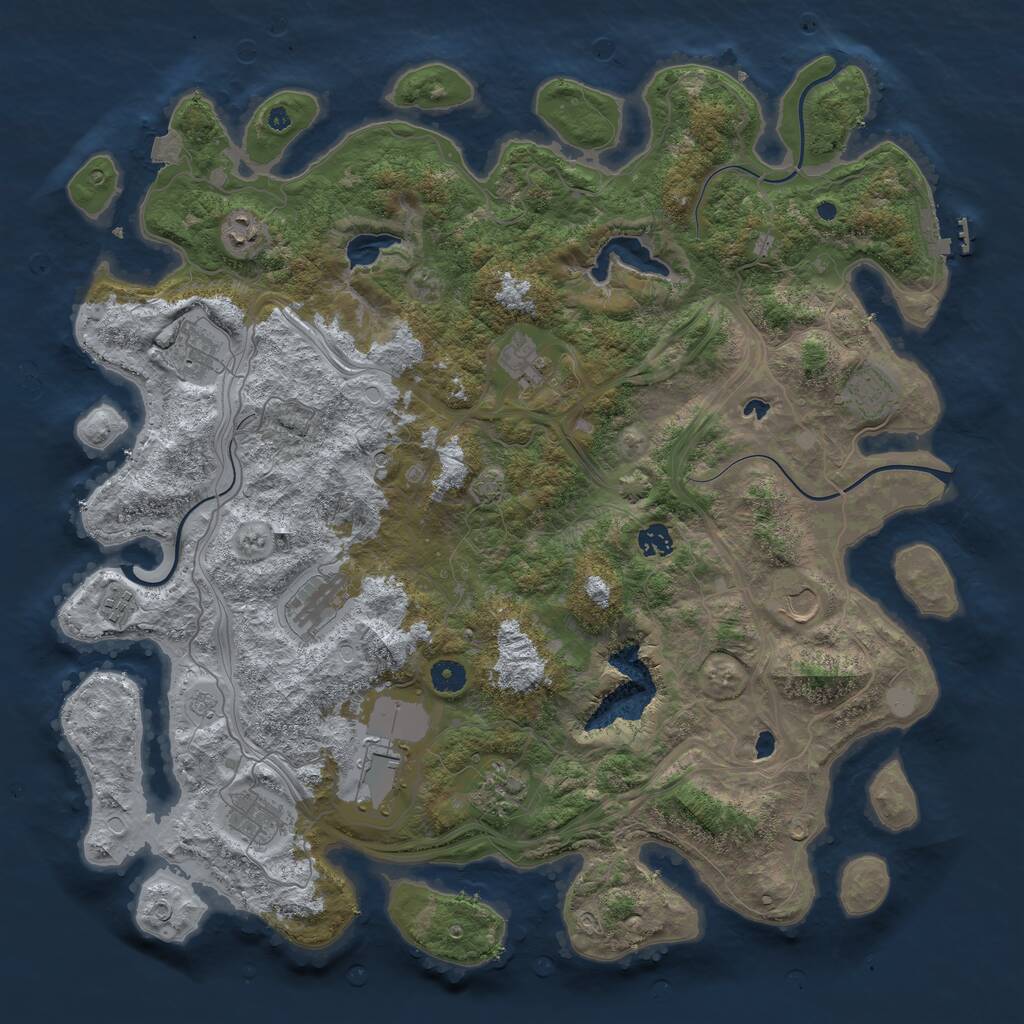 Rust Map: Procedural Map, Size: 4500, Seed: 215213, 16 Monuments