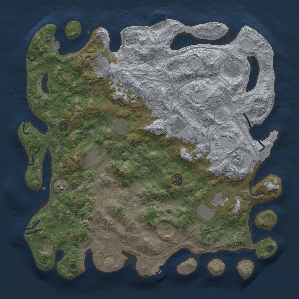 Rust Map: Procedural Map, Size: 4500, Seed: 2068500654, 19 Monuments