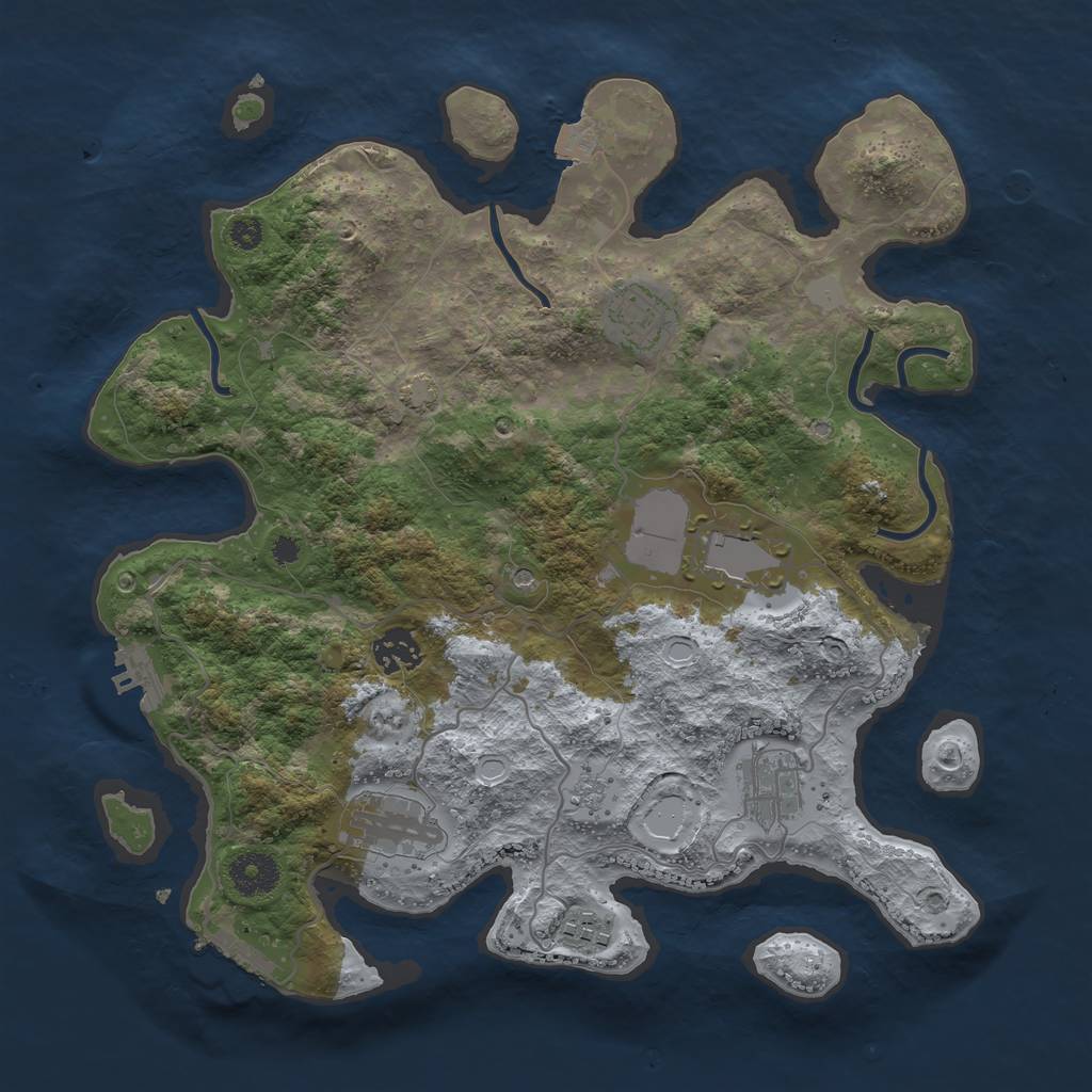 Rust Map: Procedural Map, Size: 3500, Seed: 1719275161, 14 Monuments