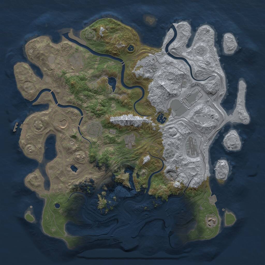 Rust Map: Procedural Map, Size: 4250, Seed: 862880971, 16 Monuments