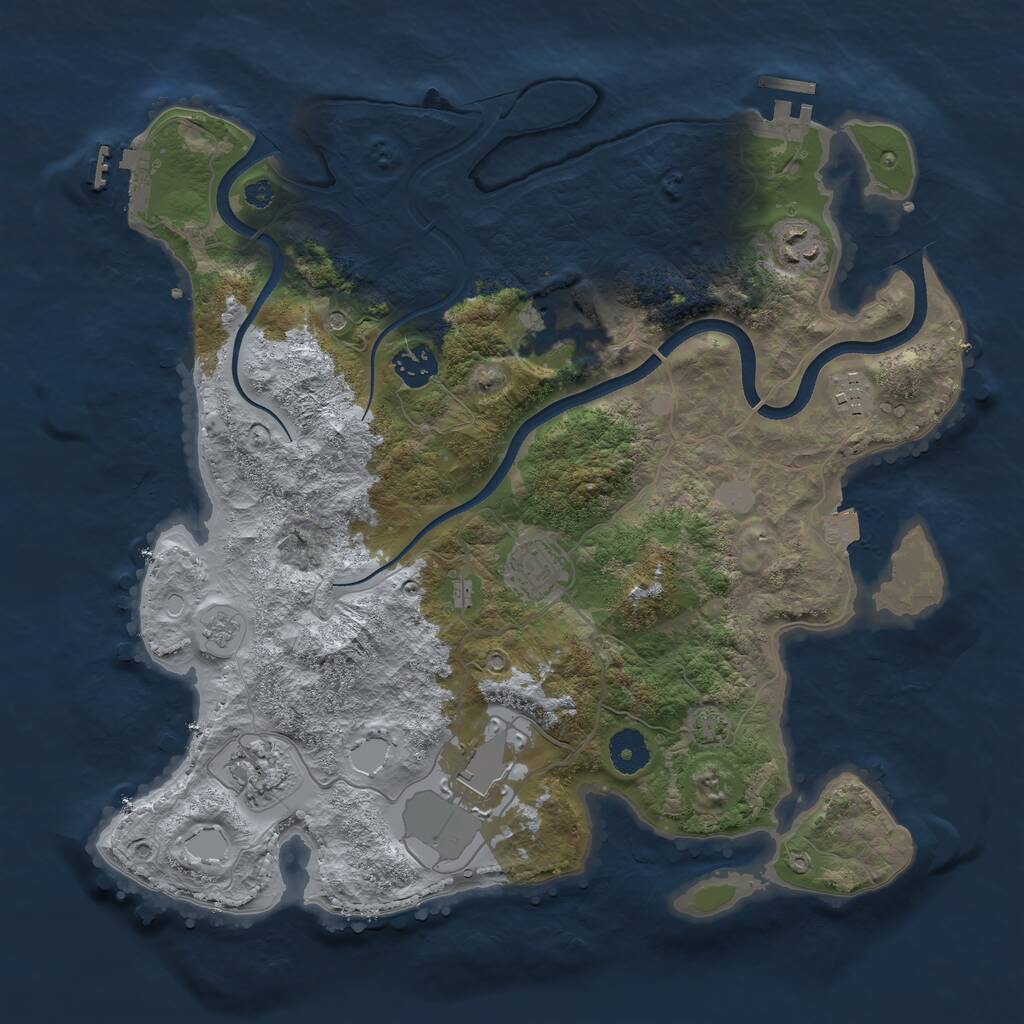 Rust Map: Procedural Map, Size: 3650, Seed: 202402011, 13 Monuments