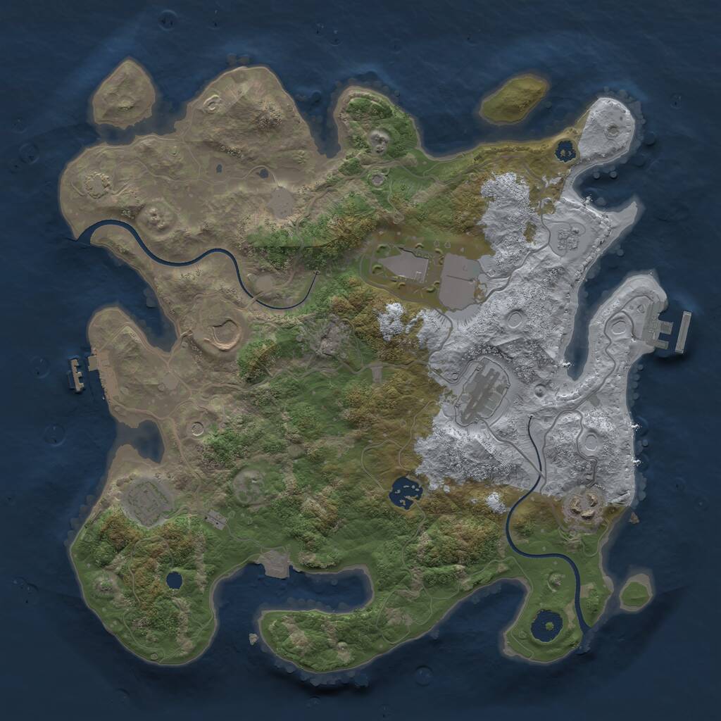 Rust Map: Procedural Map, Size: 3500, Seed: 2014603155, 12 Monuments