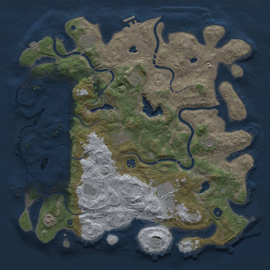 Rust Map: Procedural Map, Size: 4500, Seed: 1942785927, 15 Monuments