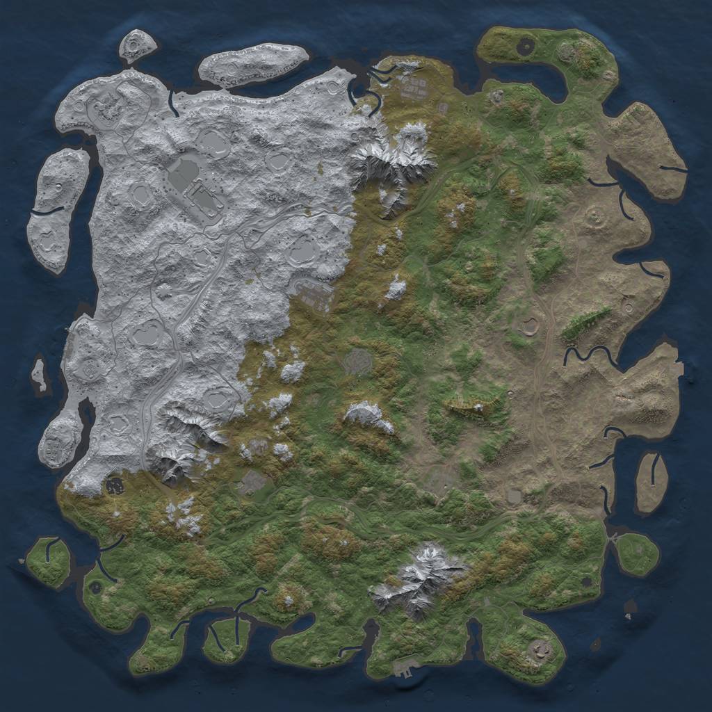 Rust Map: Procedural Map, Size: 6000, Seed: 943260842, 19 Monuments