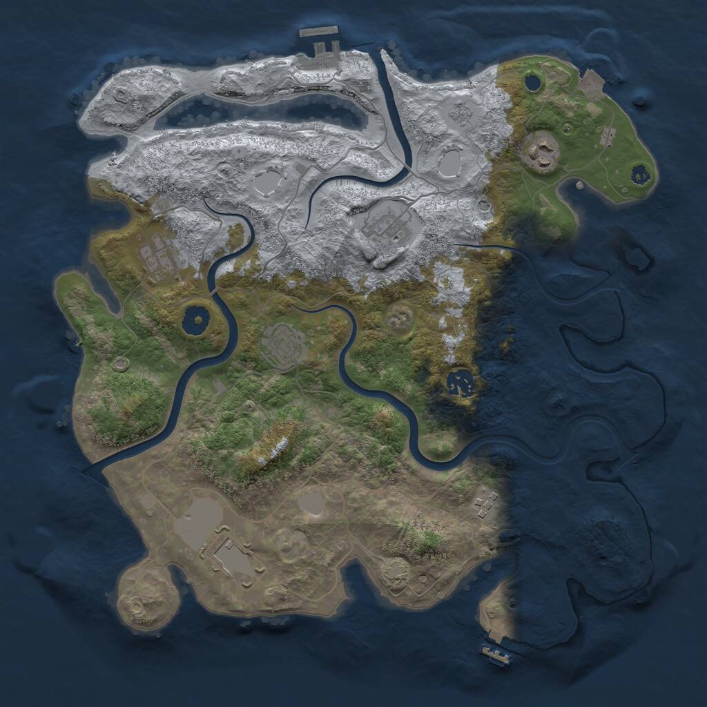 Rust Map: Procedural Map, Size: 3700, Seed: 1955641193, 13 Monuments