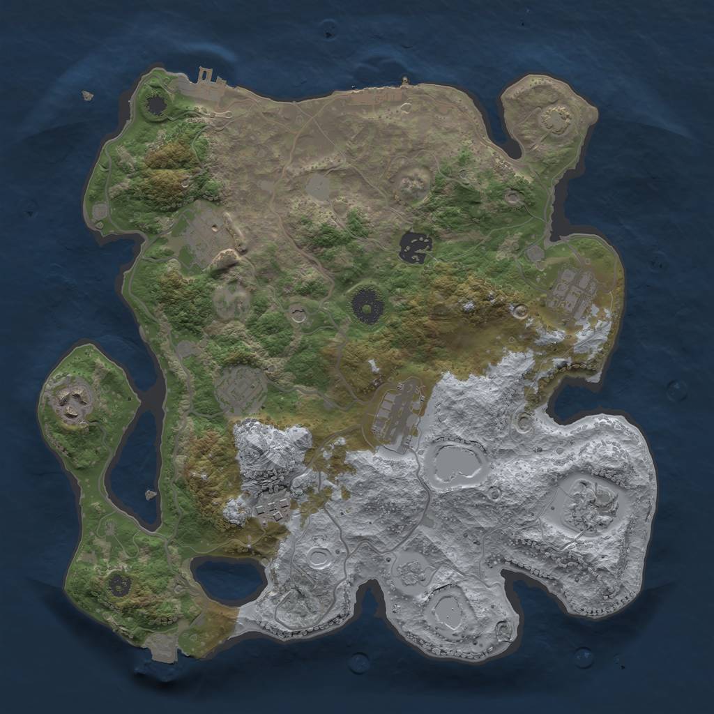 Rust Map: Procedural Map, Size: 3250, Seed: 2025829672, 16 Monuments