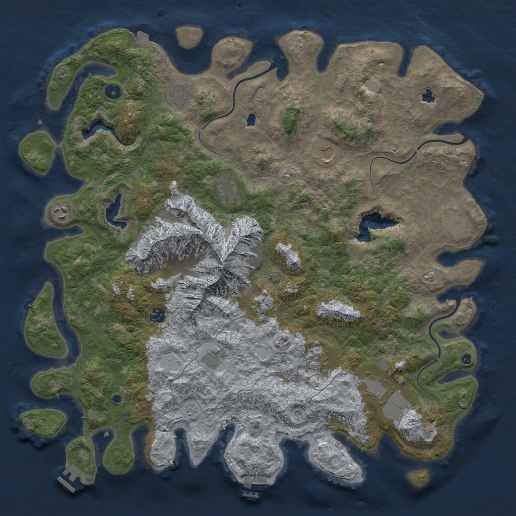 Rust Map: Procedural Map, Size: 5000, Seed: 90119315, 16 Monuments