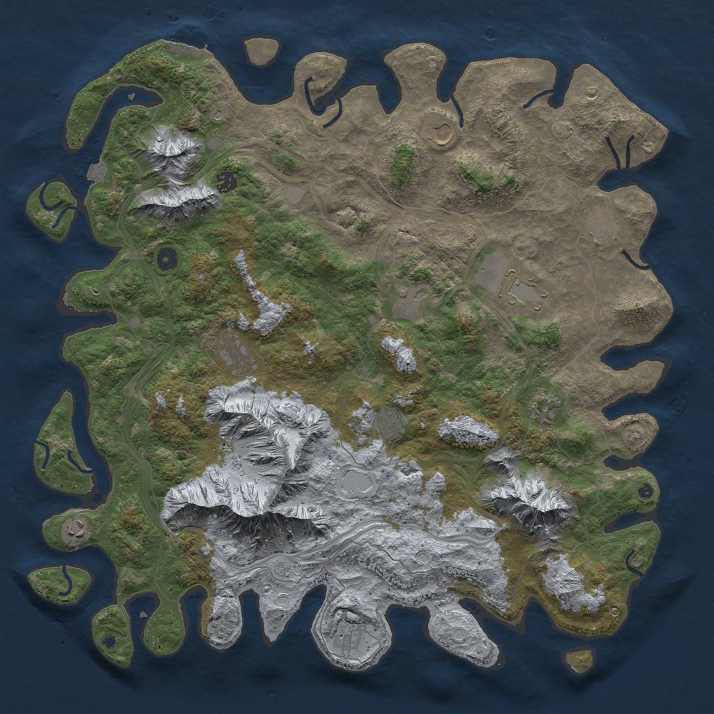 Rust Map: Procedural Map, Size: 5000, Seed: 90119315, 18 Monuments