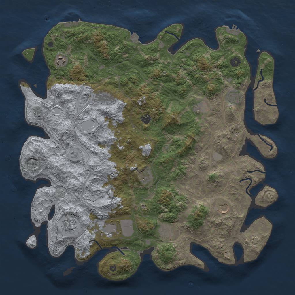 Rust Map: Procedural Map, Size: 4500, Seed: 1132664666, 19 Monuments