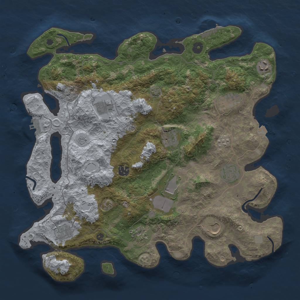 Rust Map: Procedural Map, Size: 4000, Seed: 1359557719, 19 Monuments