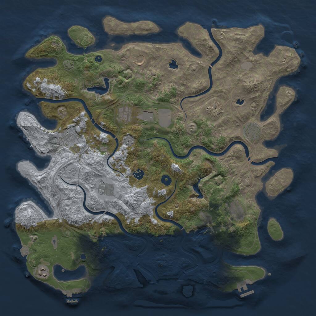 Rust Map: Procedural Map, Size: 4500, Seed: 579707773, 17 Monuments