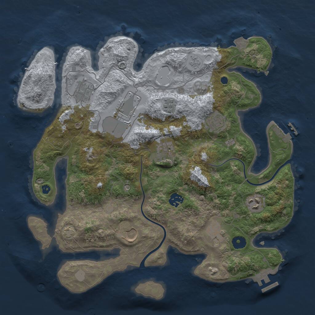 Rust Map: Procedural Map, Size: 3500, Seed: 2023729745, 15 Monuments