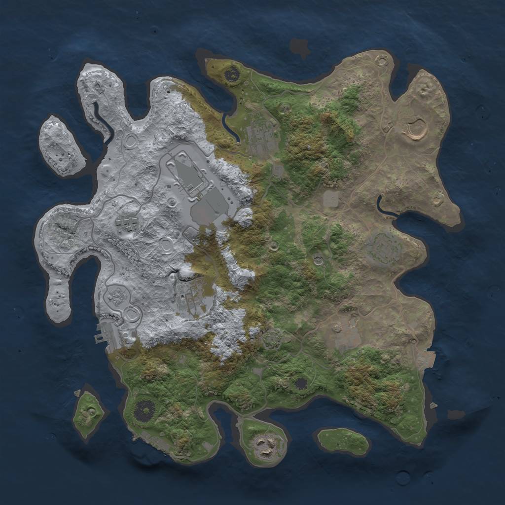 Rust Map: Procedural Map, Size: 3500, Seed: 28156238, 16 Monuments