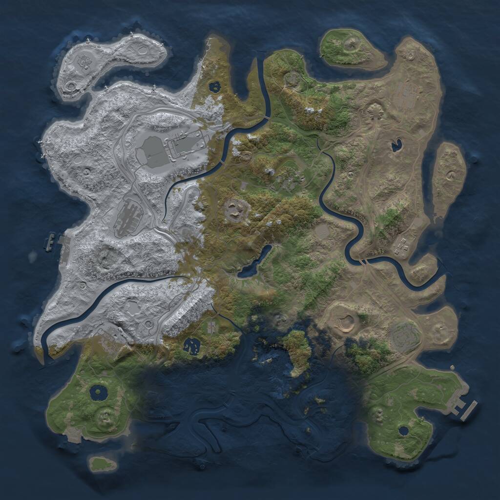 Rust Map: Procedural Map, Size: 4300, Seed: 586074119, 16 Monuments