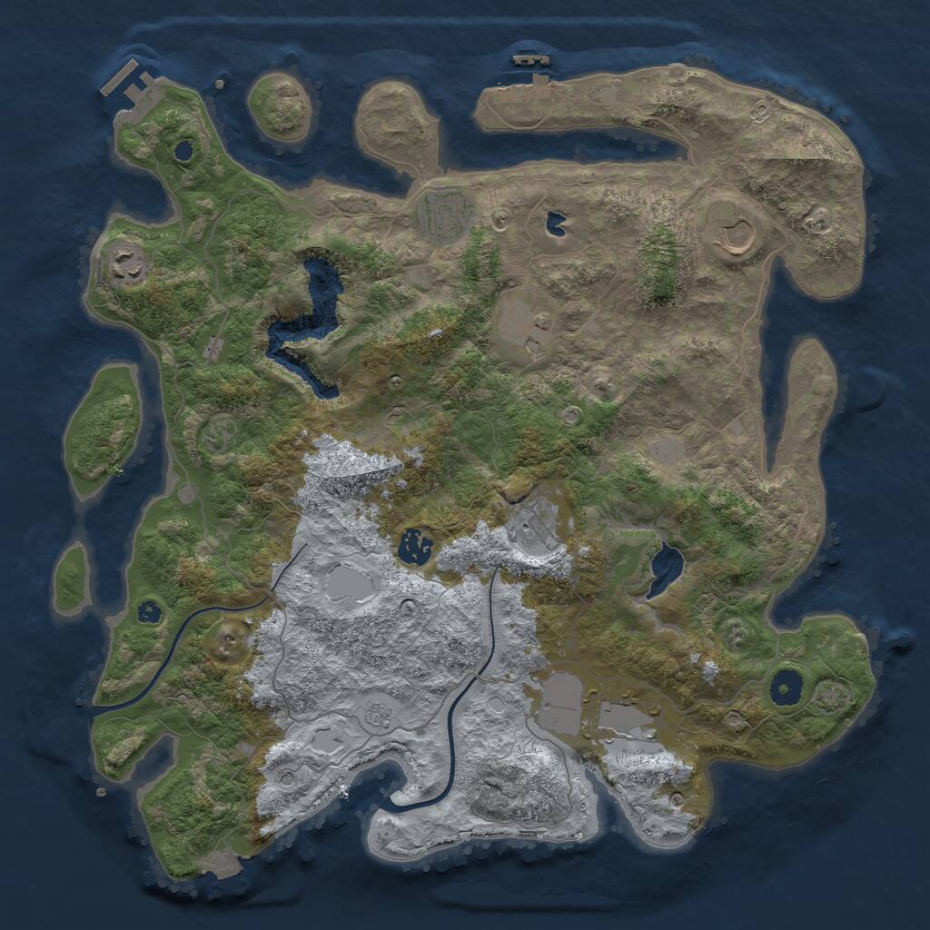 Rust Map: Procedural Map, Size: 4000, Seed: 1452085699, 13 Monuments