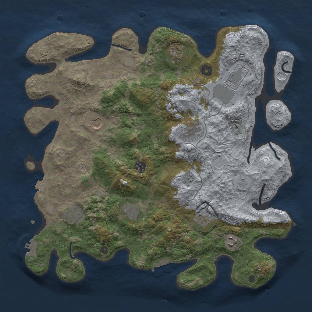 Rust Map: Procedural Map, Size: 4000, Seed: 749001785, 18 Monuments
