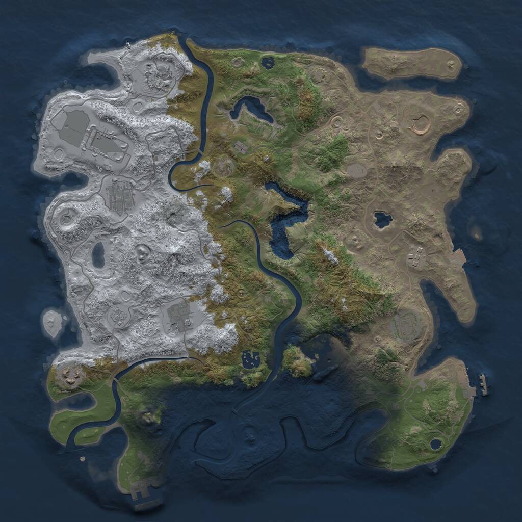 Rust Map: Procedural Map, Size: 4000, Seed: 486444144, 16 Monuments