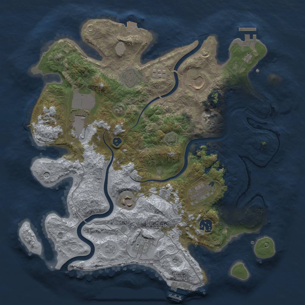 Rust Map: Procedural Map, Size: 3500, Seed: 1743144149, 14 Monuments
