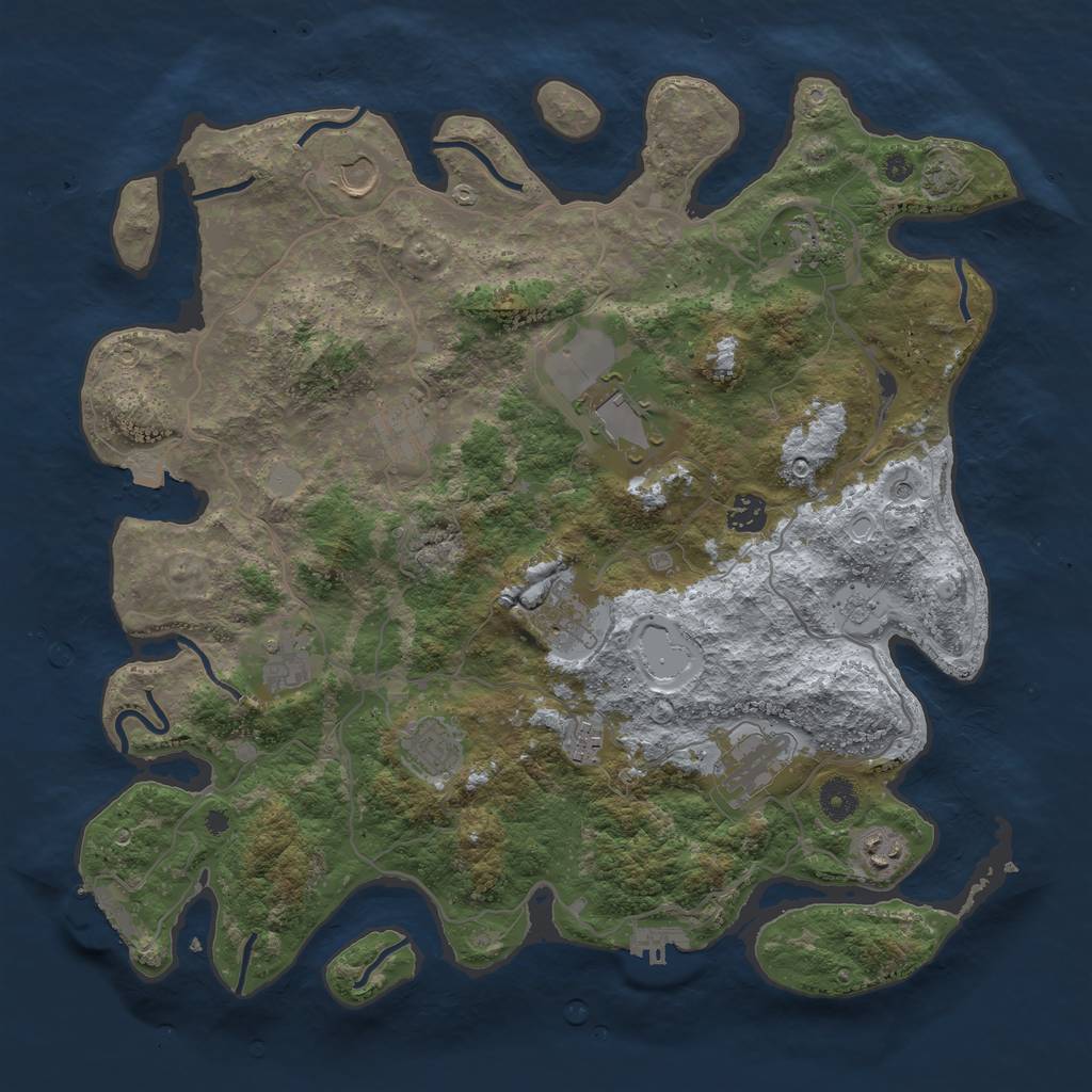 Rust Map: Procedural Map, Size: 4050, Seed: 1352913598, 19 Monuments