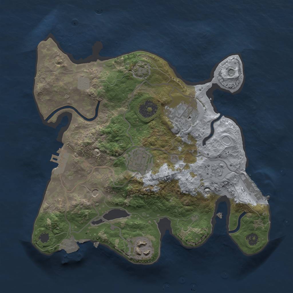 Rust Map: Procedural Map, Size: 2500, Seed: 616914634, 11 Monuments