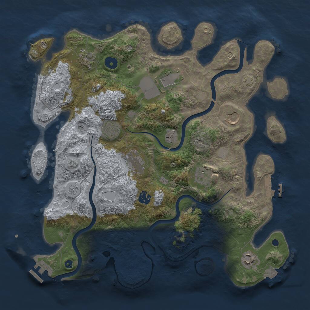 Rust Map: Procedural Map, Size: 3700, Seed: 198733649, 15 Monuments